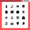 Solid Glyph Pack of 16 Universal Symbols of chat, truck, law, transport, indian