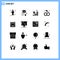Solid Glyph Pack of 16 Universal Symbols of development, wedding, budget, ring, engagement