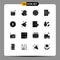 Solid Glyph Pack of 16 Universal Symbols of money, setting, satellite, globe, gear