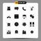 Solid Glyph Pack of 16 Universal Symbols of park, life guard chair, information, telephone, contact