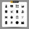 Solid Glyph Pack of 16 Universal Symbols of plumber, detector, delivery, shower, home