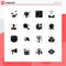 Solid Glyph Pack of 16 Universal Symbols of waiter, assistant, edit, telephone, productivity