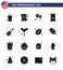 Solid Glyph Pack of 16 USA Independence Day Symbols of music; usa; celebrate; american; scroll