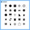 Solid Glyph Pack of 25 Universal Symbols of book, maps, ludo, direction, gateway