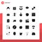 Solid Glyph Pack of 25 Universal Symbols of eye, curious, speaker, pencil, design