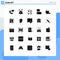 Solid Glyph Pack of 25 Universal Symbols of machine, fruit, growth, food, left