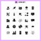 Solid Glyph Pack of 25 Universal Symbols of mobile gift, gift, monitoring, christmas, stand