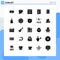 Solid Glyph Pack of 25 Universal Symbols of navigation, graph, code, layout, internet book