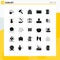 Solid Glyph Pack of 25 Universal Symbols of smartphone, digital, online, tablet, draw