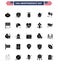 Solid Glyph Pack of 25 USA Independence Day Symbols of day; balloons; ring; celebration; party