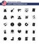 Solid Glyph Pack of 25 USA Independence Day Symbols of invitation; law; american; justice; weapon