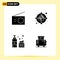 Solid Glyph Pack of 4 Universal Symbols of appliances, foam, radio, market, skincare