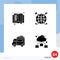 Solid Glyph Pack of 4 Universal Symbols of book, people, education, multimedia, web