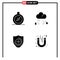 Solid Glyph Pack of 4 Universal Symbols of browse, shield, cloud, rain, magnet