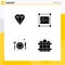 Solid Glyph Pack of 4 Universal Symbols of diamond, food, gam, graphic, restaurant