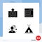 Solid Glyph Pack of 4 Universal Symbols of earthquake, gear, weather, interface, holidays