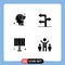 Solid Glyph Pack of 4 Universal Symbols of emotions, lighting, break heart, navigation, company