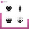 Solid Glyph Pack of 4 Universal Symbols of heart, android, face, smartwatch, leaf