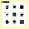 Solid Glyph Pack of 9 Universal Symbols of basic, space, planning, rocket, crypto