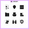 Solid Glyph Pack of 9 Universal Symbols of filled, office, construction, folder, documents