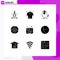 Solid Glyph Pack of 9 Universal Symbols of finance, printing, marketing, modeling, internet