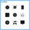 Solid Glyph Pack of 9 Universal Symbols of movie, film, cell, aperture, database