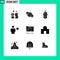 Solid Glyph Pack of 9 Universal Symbols of new, body, city, avatar, fire