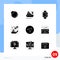 Solid Glyph Pack of 9 Universal Symbols of pointer, direction, hand watch, earnings, profit