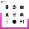 Solid Glyph Pack of 9 Universal Symbols of siren, alert, donation, alarm, monitor