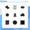 Solid Glyph Pack of 9 Universal Symbols of technical, customer, view, success, setting