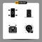 Solid Glyph Pack of Universal Symbols of longboard, sound, antenna, tower, birthday