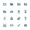 Solid grey various file actions icons set