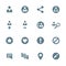 Solid grey various social network actions icons set