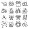 Solid icon set - christmas tree , firework, gift, ball, garland, deer, wreath, sleigh and more