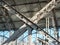 Solid X-Shaped Steel Construction, Part of a Train Station Hall, Reliable Support