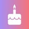 Solid single cake and candle birthday icon.