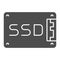 Solid state drive solid icon. Data memory storage, hard drive symbol, glyph style pictogram on white background