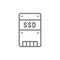 Solid state drive, SSD, storage disk line icon.