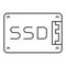 Solid state drive thin line icon. Data memory storage, hard drive symbol, outline style pictogram on white background