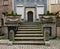 Solid stone steps to door of old house in Gdansk