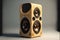 Solid wood design speaker system for home entertainment. Generative ai illustration for lovers of sound and design