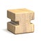 Solid wooden cube font Letter I 3D