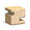 Solid wooden cube font Number 2 TWO 3D