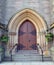 Solid wooden entrance door, St Matthews Church, Perth, Scotland