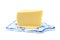 Solid yellow gouda cheese, close-up, isolated on a white background.selective focus.