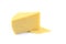 Solid yellow gouda cheese, close-up, isolated on a white background.selective focus