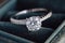 Solitaire diamond engagement ring, luxury jewelry, closeup