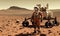 Solitary astronaut on red planet with trusty rover Creating using generative AI tools