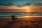 A solitary beach chair facing the ocean at sunrise, inviting relaxation and contemplation