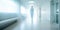 A solitary figure in blurred motion down the vibrant corridor of a clinic - a metaphor of hope and anticipation on the